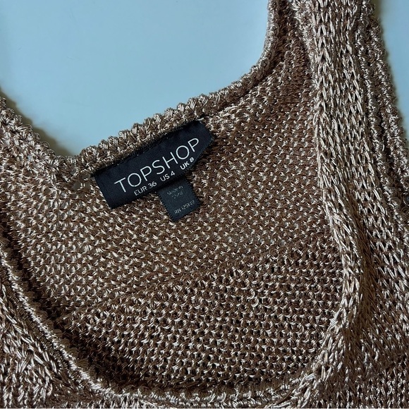 Topshop Chainmail Rosegold Tank Top Size 4 - Picture 4 of 8